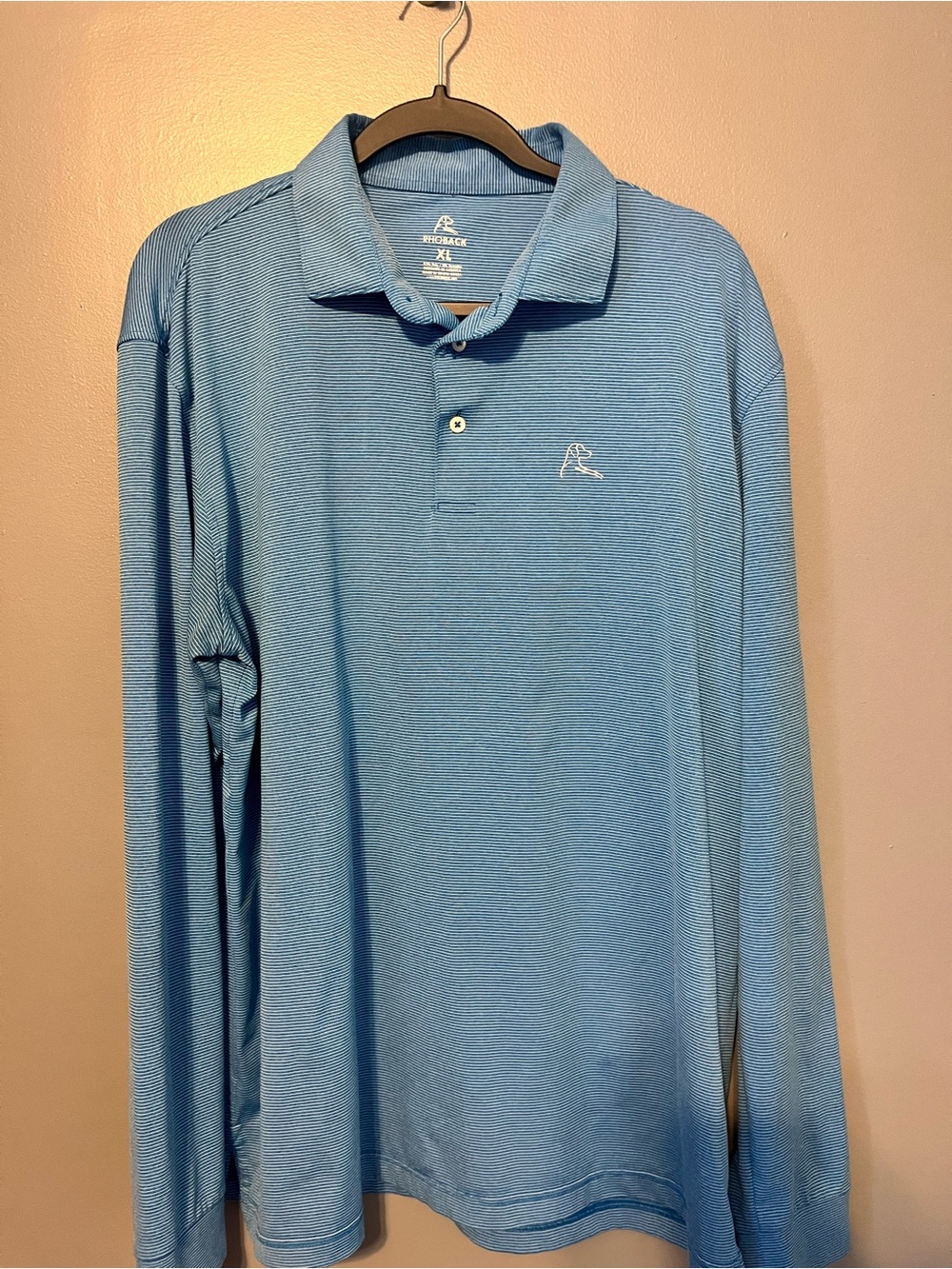 Rhoback Blue Long Sleeve Performance Polo
